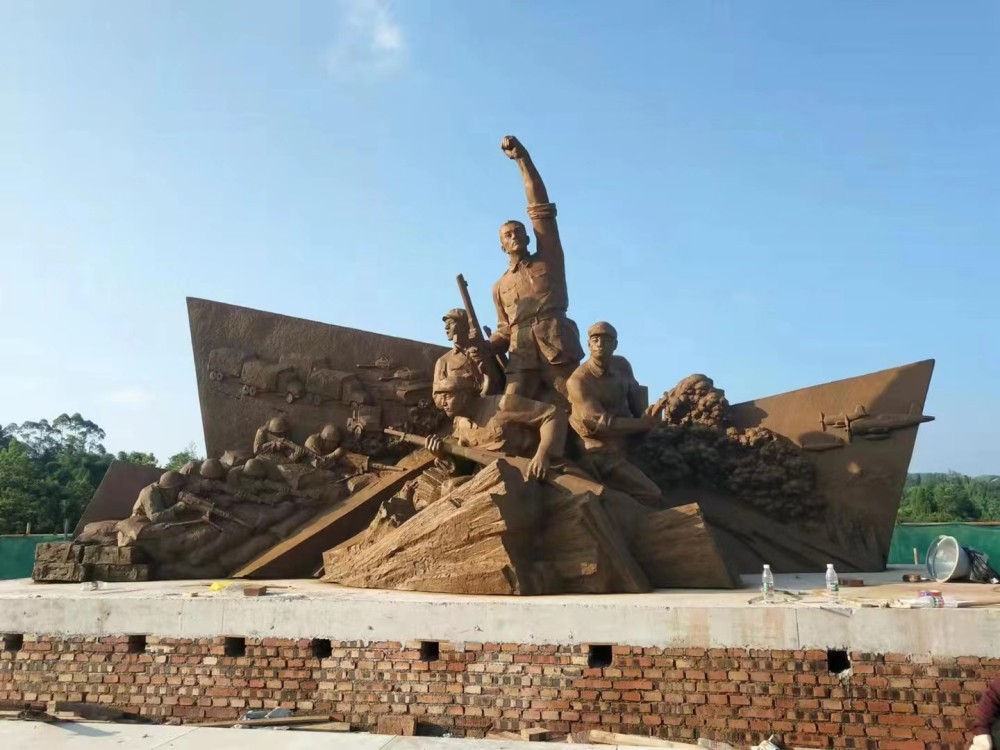 四川岳池縣鋼鐵長城鑄銅雕塑