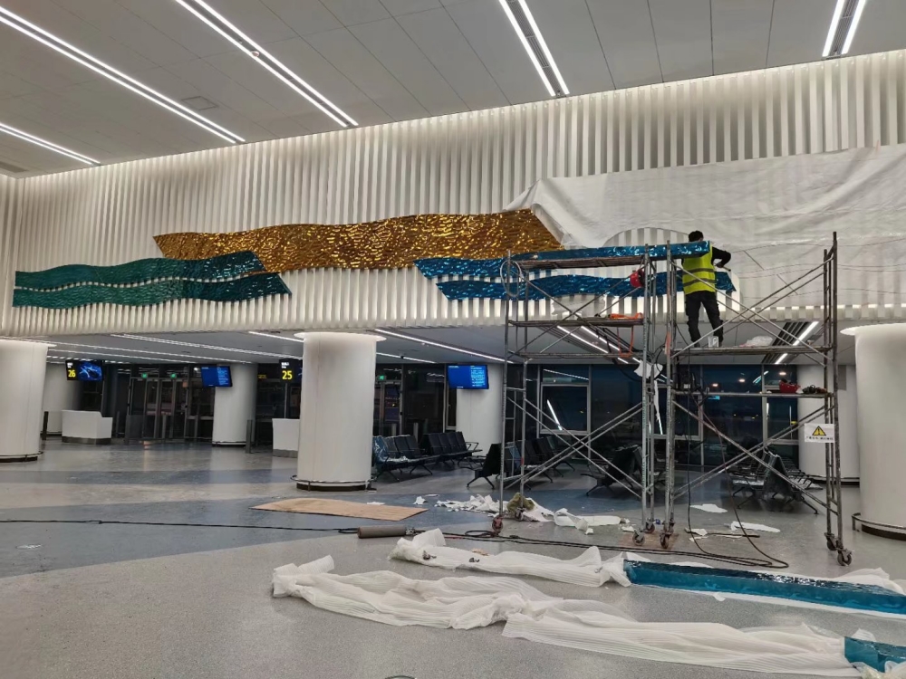 四川成都天府機場水波紋板裝飾